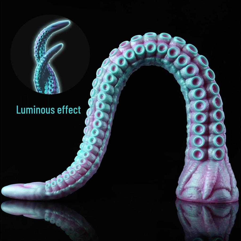 A184 Silicone Octopus Tentacle Toy - Purple & Green Anal Stimulation Dildo for Men & Women, SM Super Long Realistic Design.