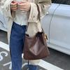 IELGY Ladies Messenger Bag Woven Pattern Bucket Bag Solid Color All-Match One Shoulder