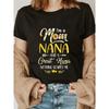 Im A Mom Nana Great Nana Nothing Scares Me Black T-Shirt - Womens Sunflower Floral Print Crew Neck Tee, Soft Breathable Casual Top