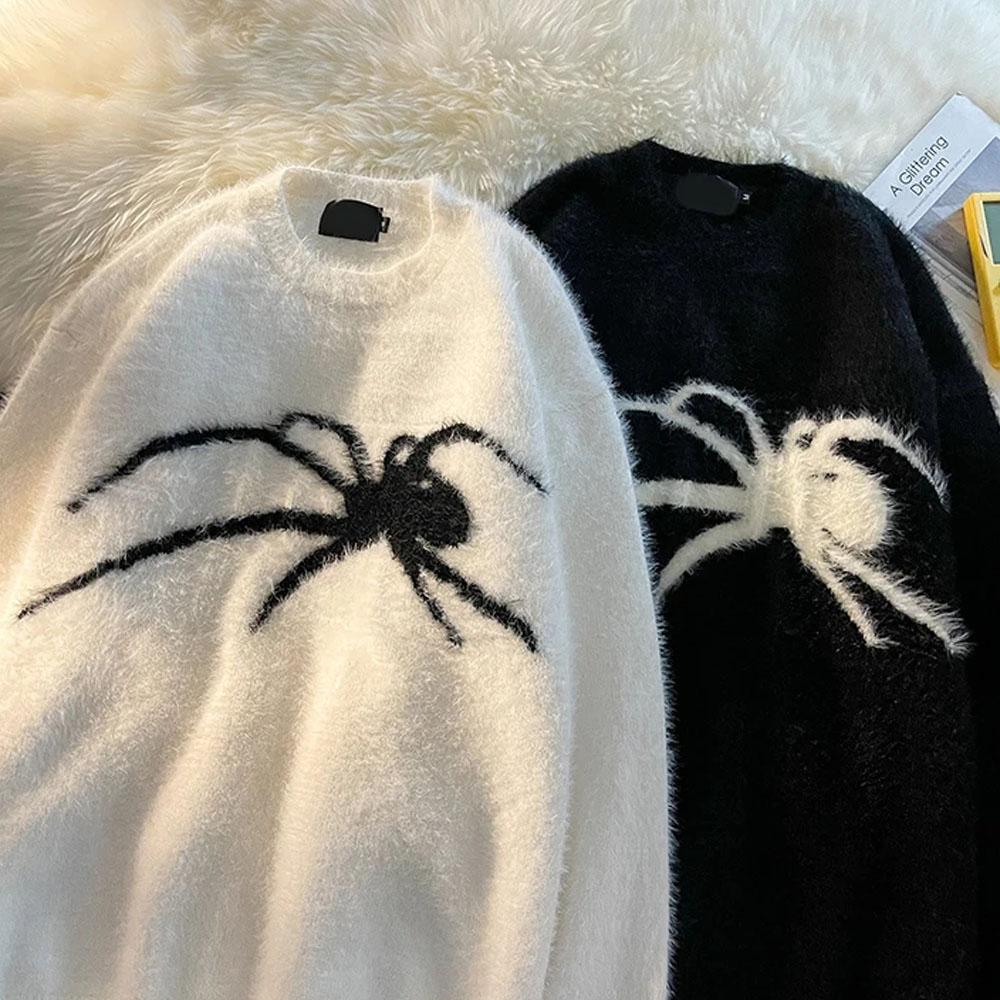 Spinnenpullover für Damen, Pull-Strickwaren, Vintage-Pullover, koreanische Winterkleidung, Strickpullover, lässig, übergroß, Y2k-Pullover für Männer