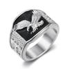 Domineering Gold Color Stainless Steel Eagle Rings for Men Classic Ring Hip Hop Rock Party Jewelry Gift