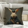 1pc Postman Rabbit Pillowcase - Vintage British-style Postman Rabbit with White Bunny Ears and Blue Postal Uniform Pattern, Soft and Comfortable Short