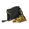 Versace Jeans Couture Chain Fashion Print Zipper Closure Leather Handheld Crossbody Shoulder Bag Women bags Black Yellow 75VA4BAX-ZS803-899