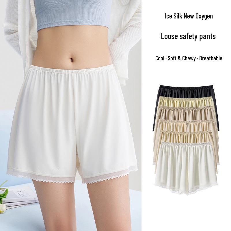 Ice Silk Women's Safety Shorts - Summer Thin, Loose Fit, Anti-Exposure, No Roll Hem, Seamless, 2026 Style