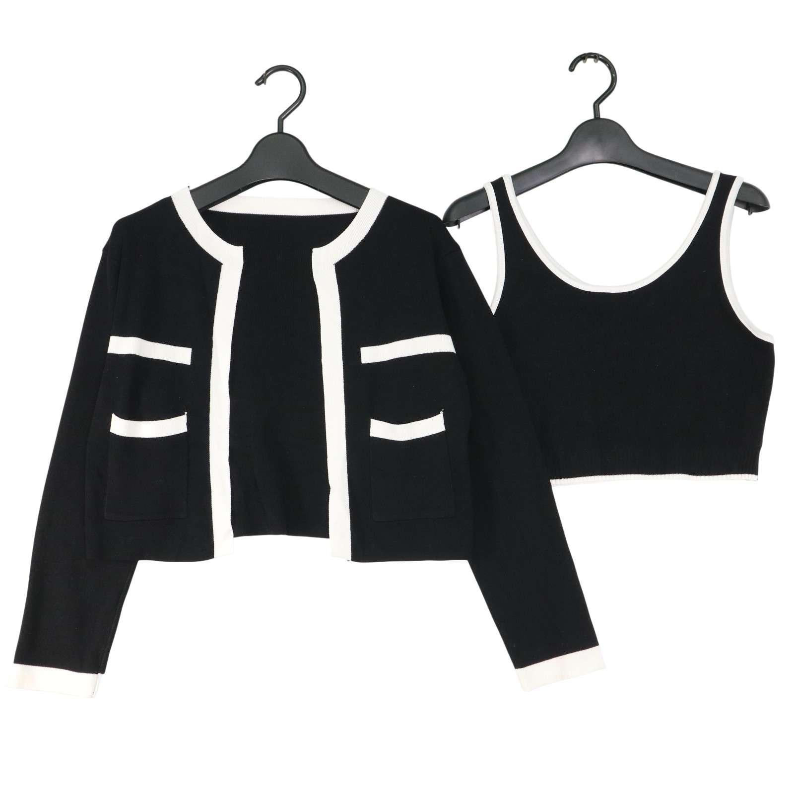 GRL Grail All Year Cardigan & Camisole Knit Ensemble Sz.M Women s Black