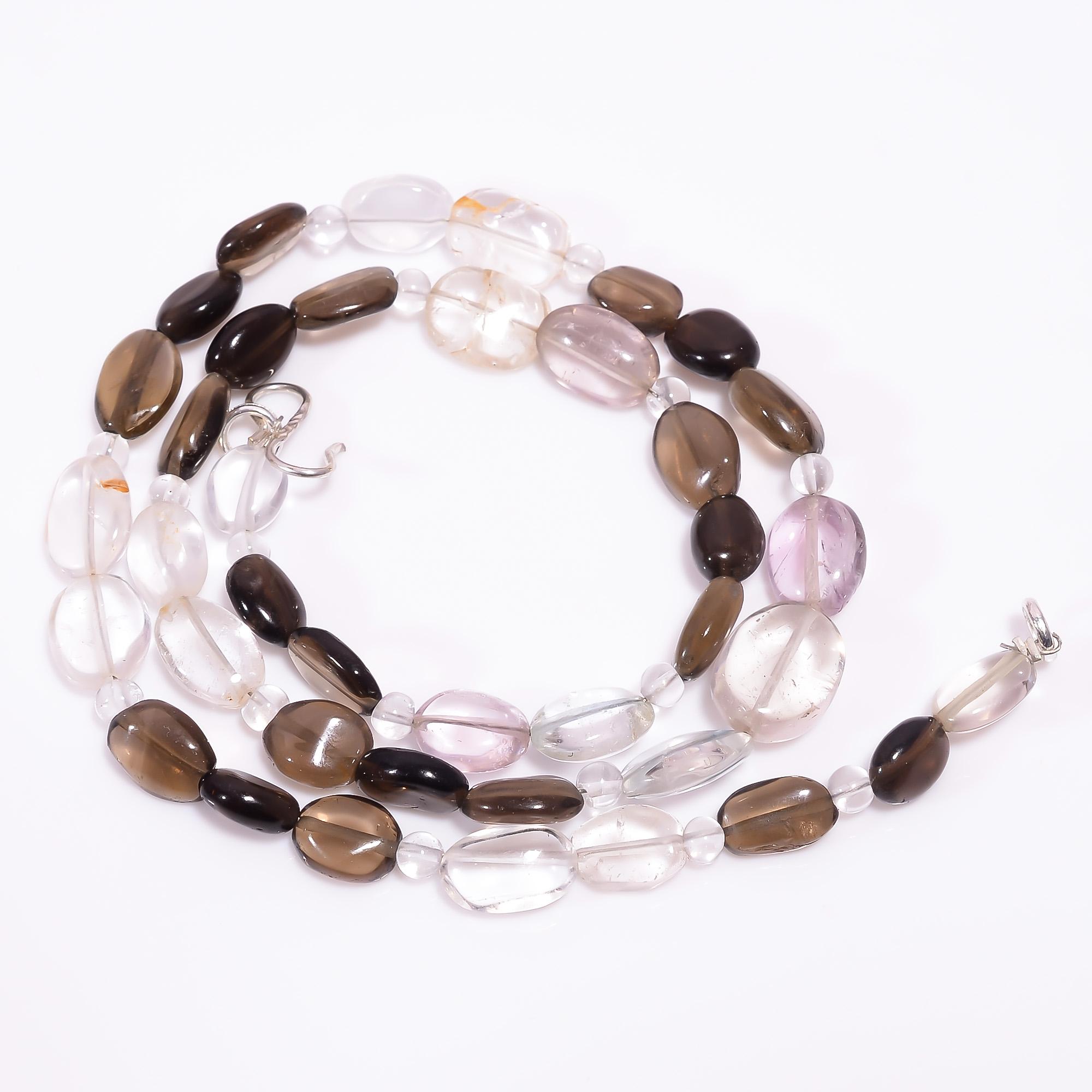 

Natural Smoky Quartz Crystal Gemstone Beads Necklace 3-17 mm 18 UB-7981 UB-7981