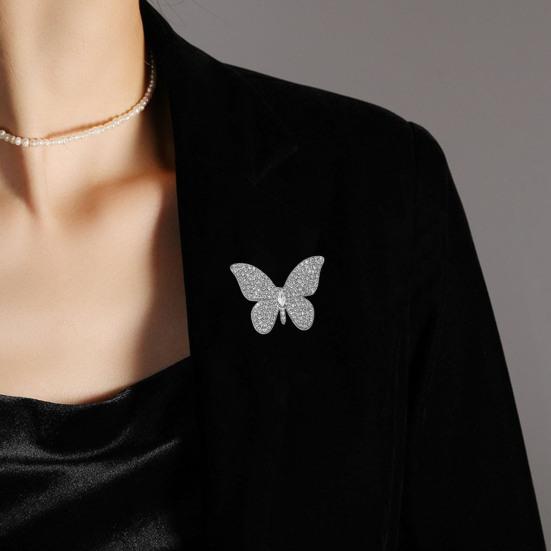 Butterfly Design Brooch Pin for Women Rhinestones Inlaid Brooch Pin for Dress Coat Shawl