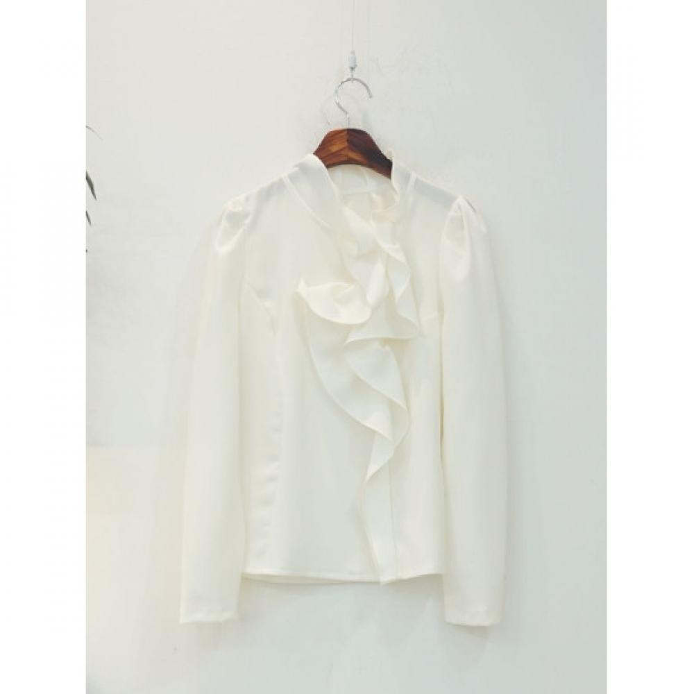 Style Latte Lovely Frill Chiffon Office Daily Blouse