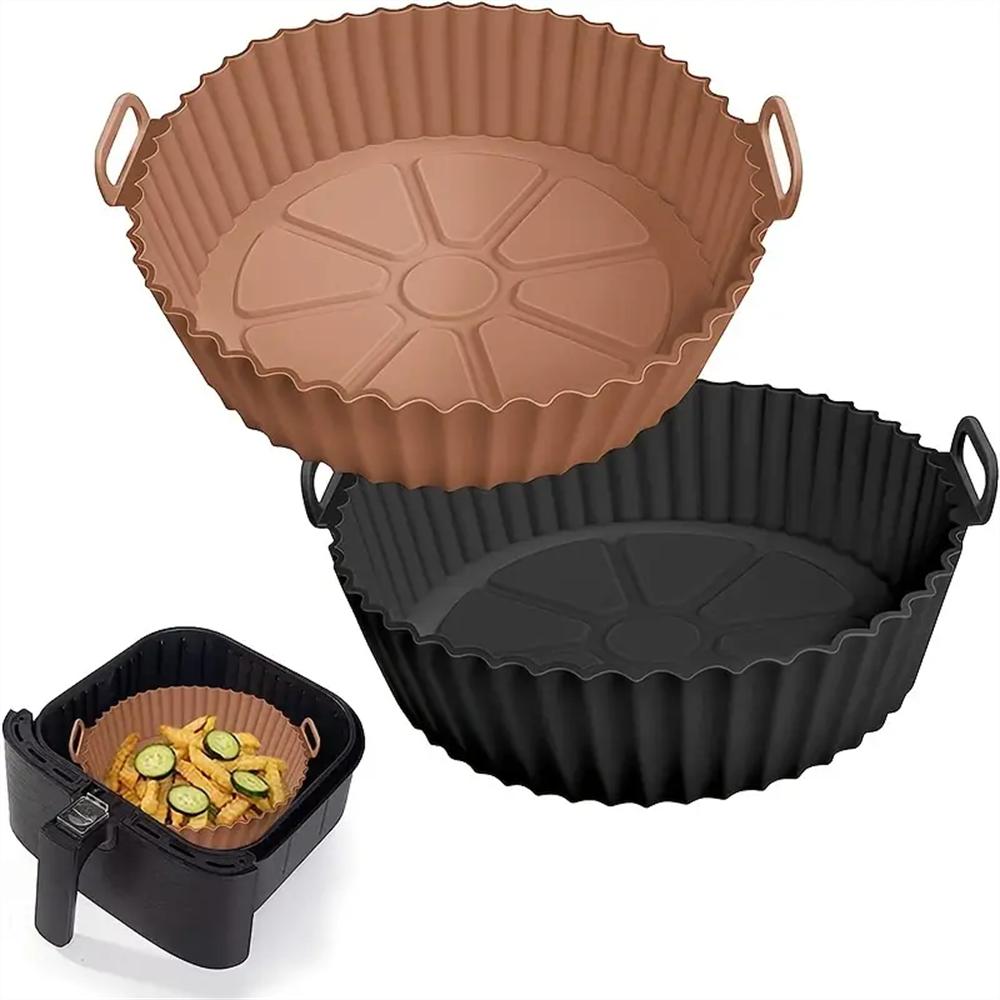 Air Fryer Silicone Baking Tray, Air Fryer Silicone Pot,Liners, Reusable Non-Stick Basket, Food Grade Silicone BPA Free