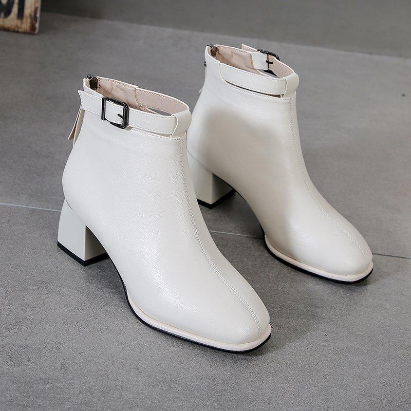 Winter Women's Plush Warm and Fashionable Back Zipper High-heeled Fashion Boots High Top Boots Leather Shoes Midsole Boots Women's Shoes