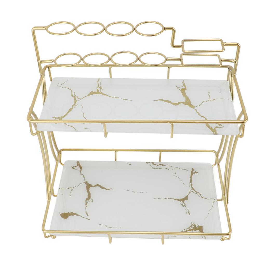 Countertop Storage Rack Double Layer Waterproof Counter   Shelf with Electric Toothbrush Holder for Bathroom