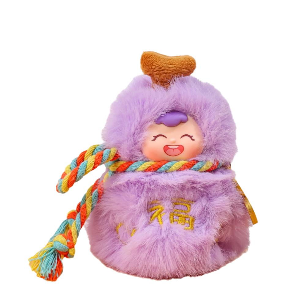 

Kawaii Mini Gourd Keychain Ornaments Good Luck Pendant Funny Plush Toy Doll for Lovers фиолетовый