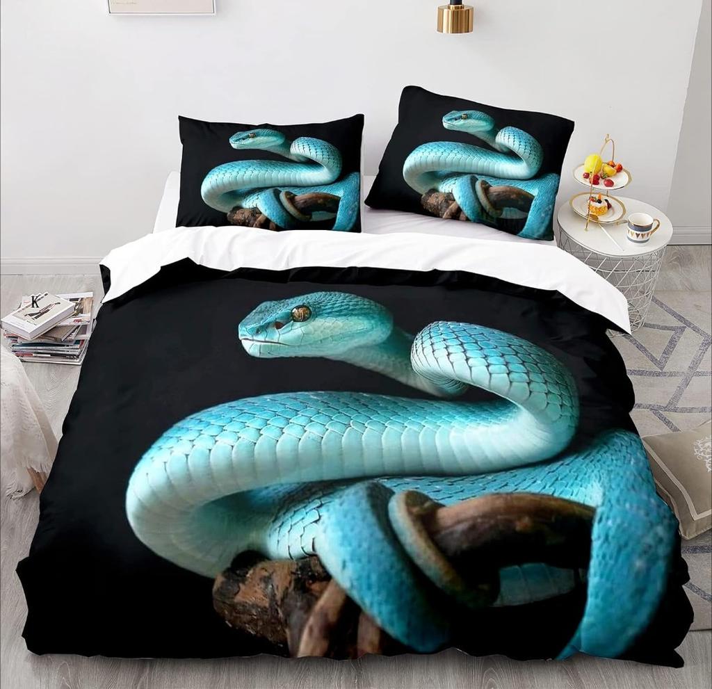 Cartoon SnakeBed Linen,Microfibre Bedding Sets, Children's Bed Linen with Zip Room Decor  Duvet Cover  for Teenagers  Adult