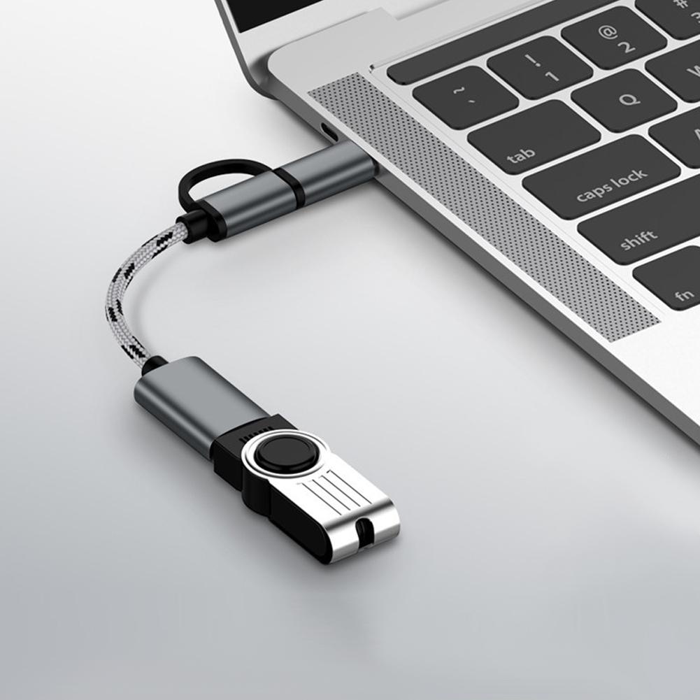 2Pcs Type C 2 In-1 OTG Transfer Wiring Adapter Electronic Transfer Connector USB3.0(Gray )