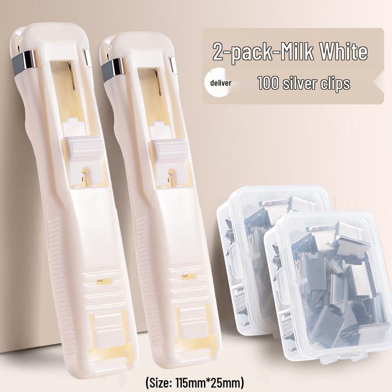 Push Clip and Stapler Set for Organizing Papers and Files