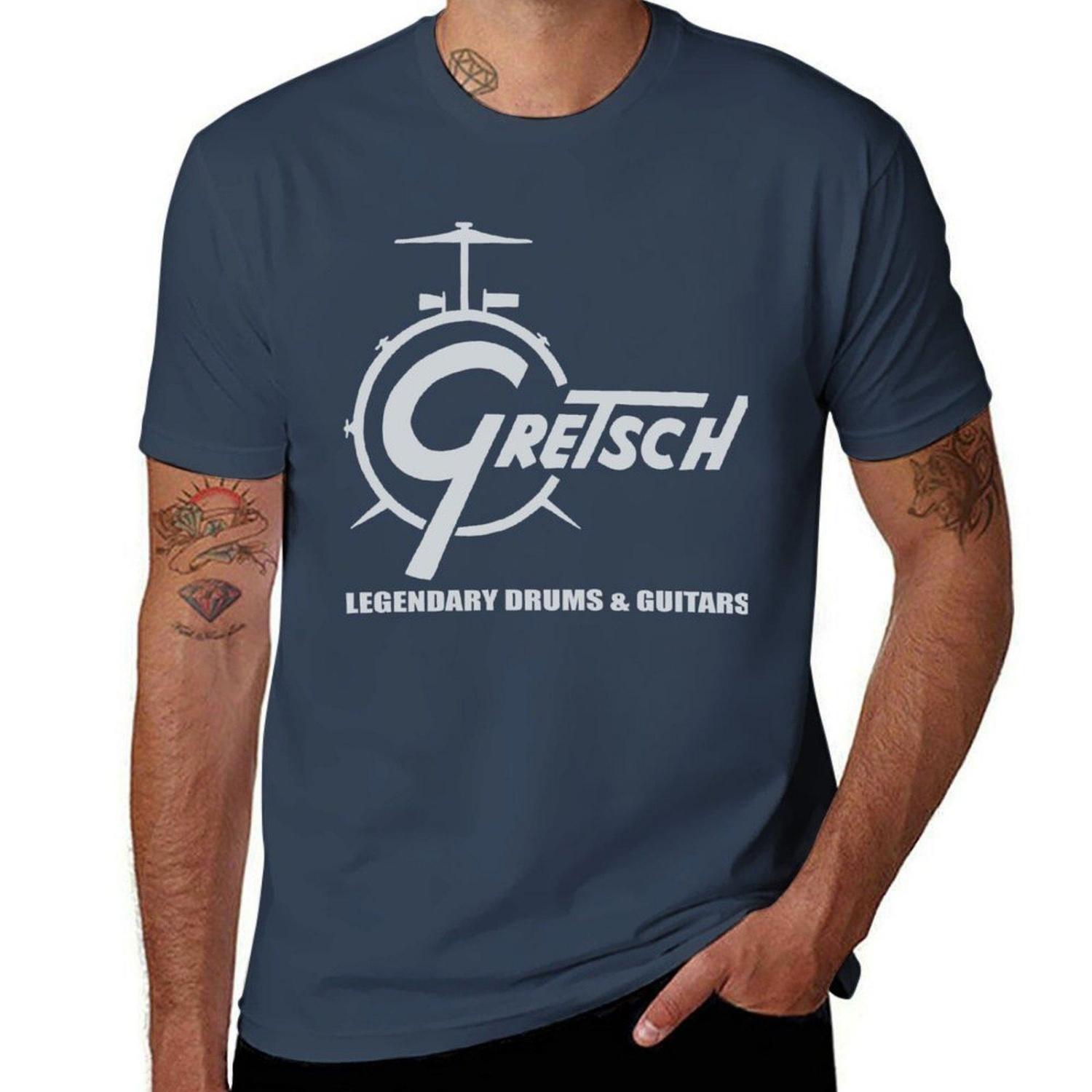 

Vintage Gretsch - Legendary Drums and Guitars T-Shirt Blacks Summer Tops Outfits for Men S чёрный