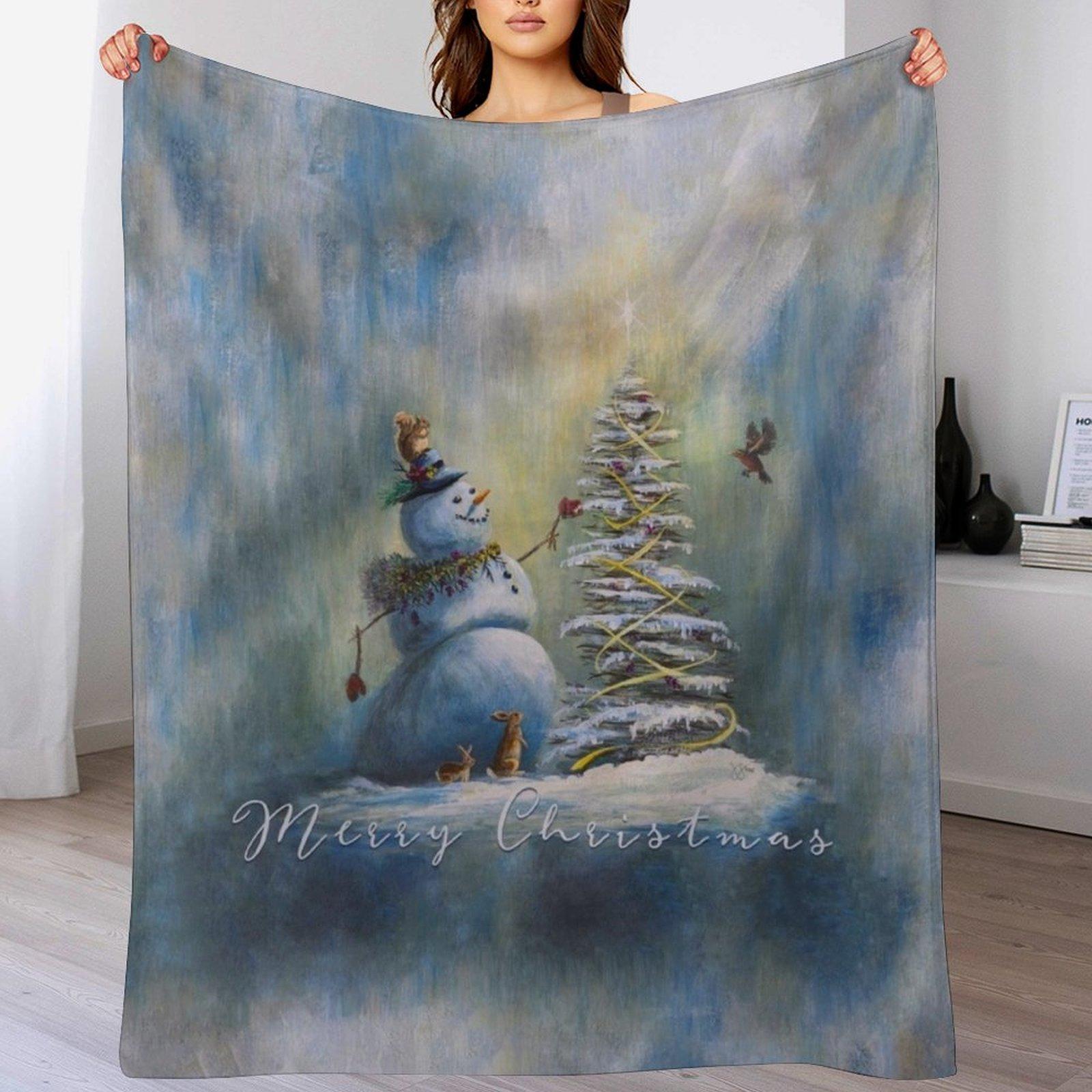 

Joyful Light Snowman Collection Throw Blanket Soft Warm Blanket Gift for Grandparents 102x76cm(40x30in)