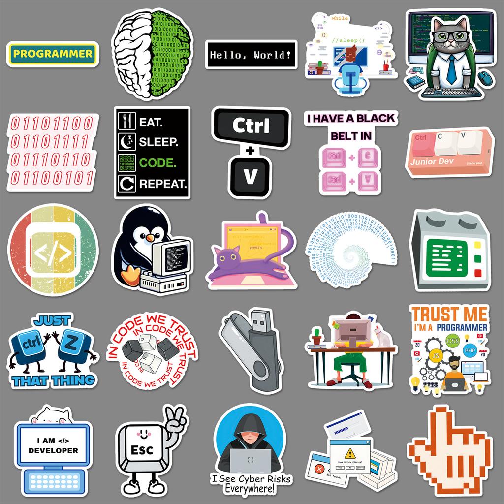 50 Programmer Graffiti Stickers Personalized Creative Coding Career Decorative Laptop Stickers