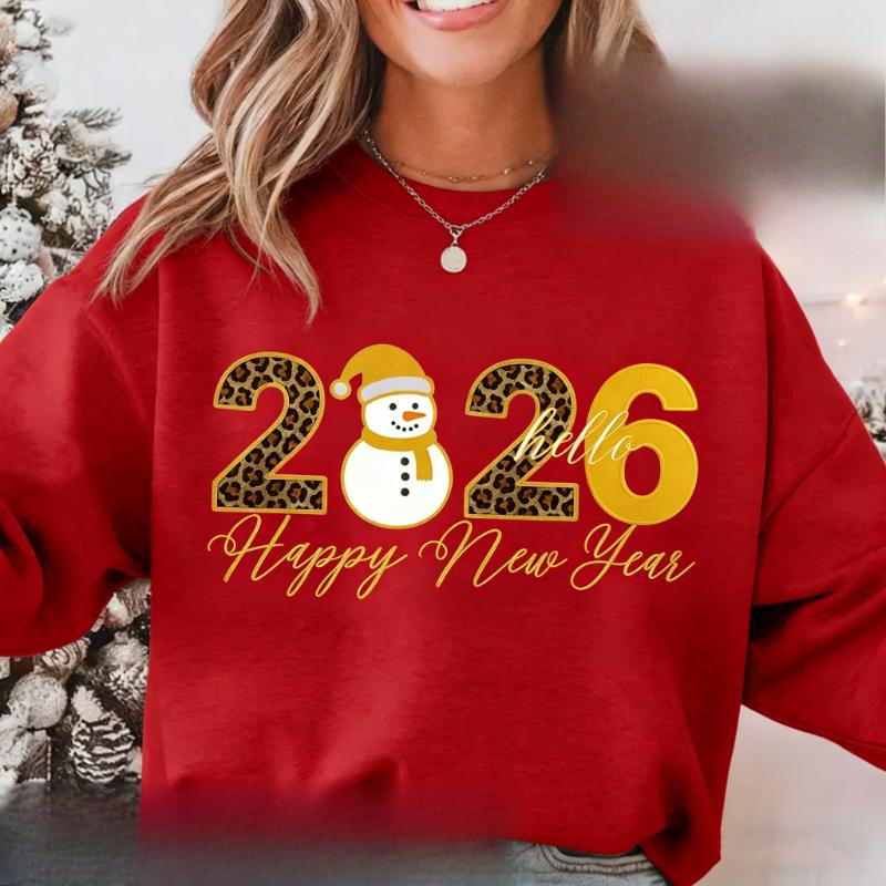 Happy New Year 2026 Cheers Design for T-shirts Digital Download Autumn and Winter Thermal Hoodie Long Sleeve Adult Pullover