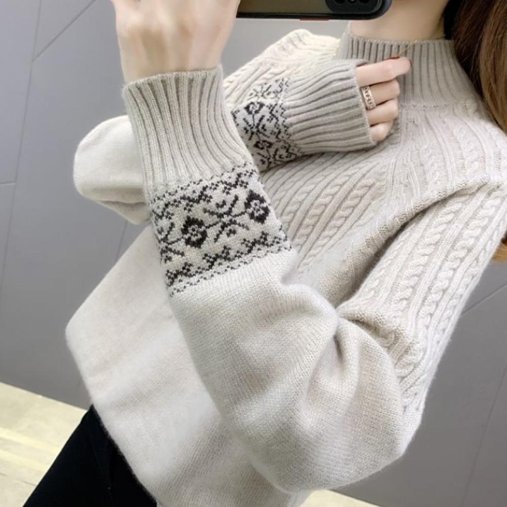 Jednokolorowy sweter z golfem, elegancki, dopasowany sweter z długim rękawem na jesień i zimę, odzież damska