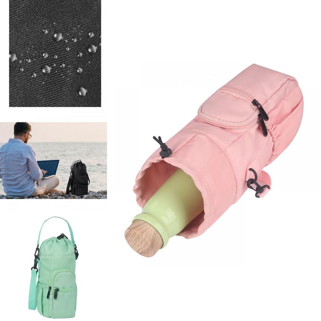 Oxford Water Bottle Sling Bag Durable And Stylish Water Bottle Carrier For Walking And Hiking Black