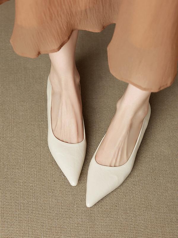 Giant soft~! French retro pointed single shoes women's soft leather thin heel temperament versatile shallow high heels
