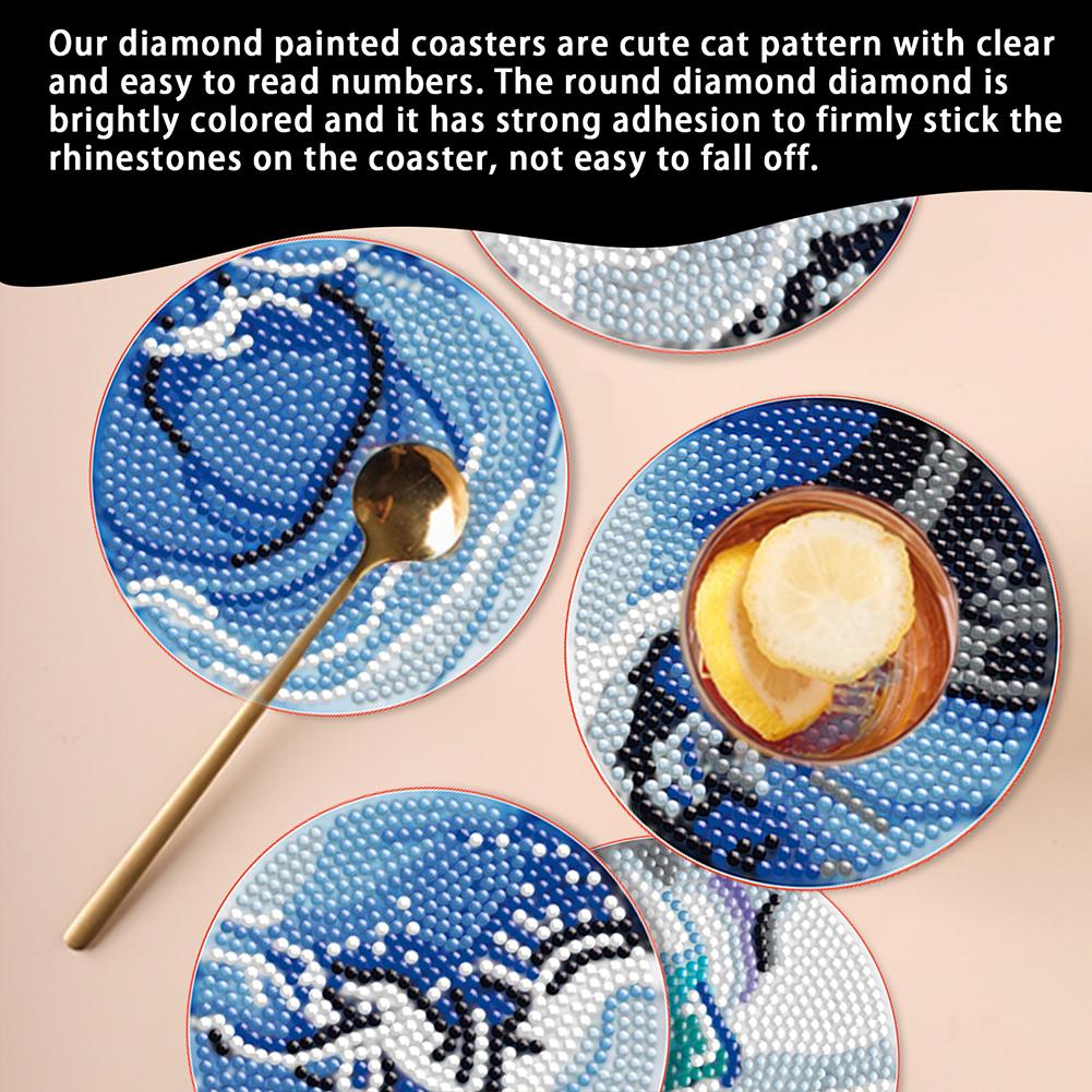 6PCS Diamond Crafts Coasters Fresh Greenery Diamond Painting Coasters Kits Mandara Wooden for Adults Kids Beginner Gift Supplies