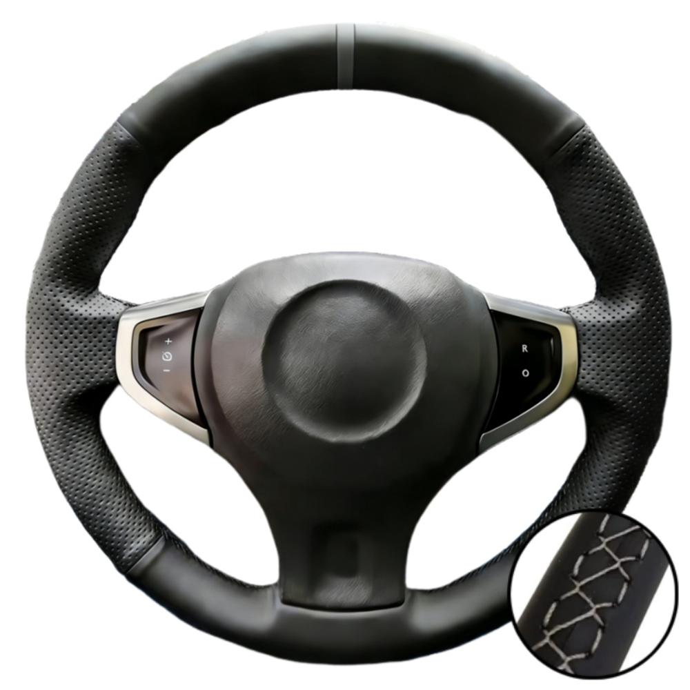 Car Interior Braid Black Perforated Non-slip Artificial Leather 2009-2014 Samsung QM5 Steering Wheel Cover For Renault Koleos