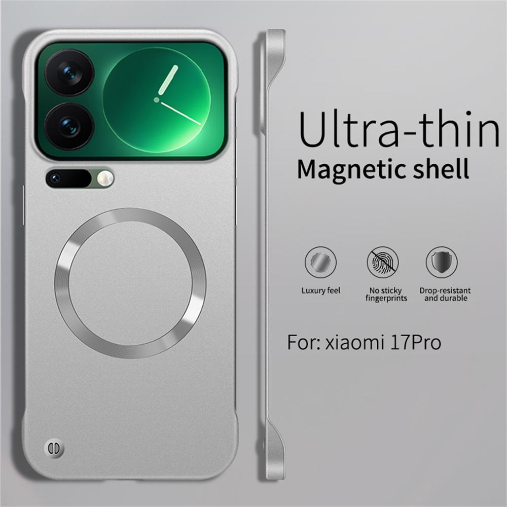 Plating Metallic Color Frameless Magnetic Phone Case For Xiaomi 15 17 Pro Max 14 13 Ultra For Magsafe Ultra-thin Cover
