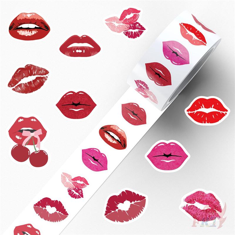 500Pcs/Roll Blazing Red Lips Kids Rewards Stickers - DIY Scrapbooks Album Decor Sealing Label Decals