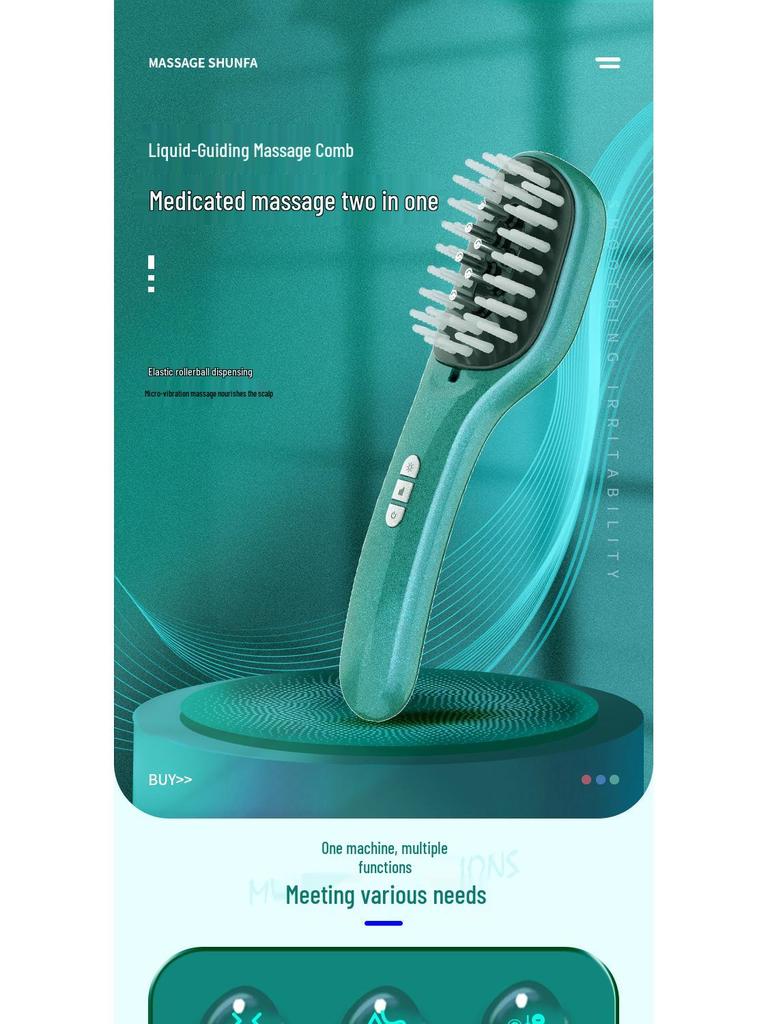 Tragbares Kopfhautmassagegerät: Negativ-Ionen Rot-/Blau-Licht Haarwachstumskamm