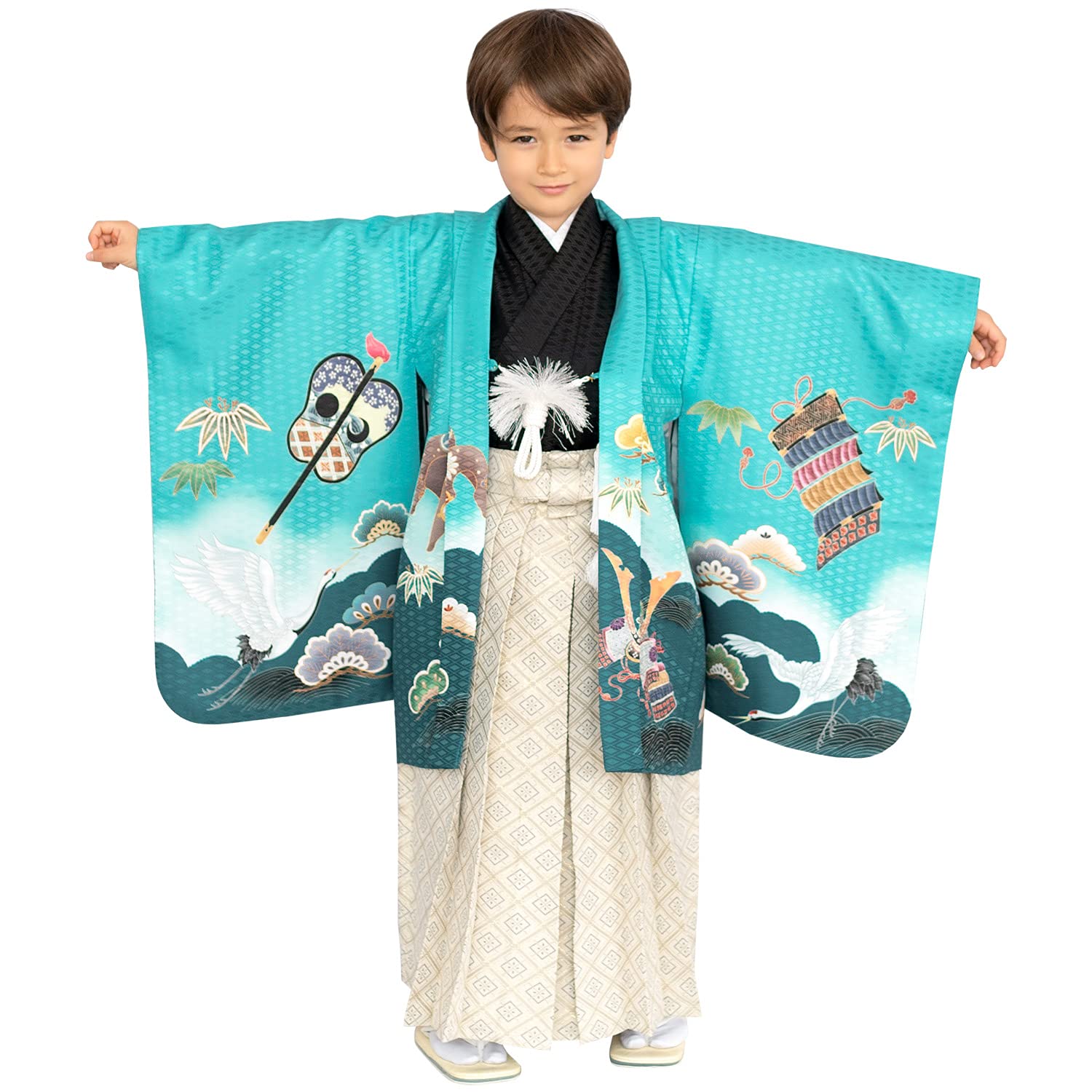 

Ситигосан Мальчик 5 лет Кимоно и Хакама набор Нарихира [KYOETSU] [Kyoetsu] (Цуру Кабуто-Зеленый (Хакама Даймонд))