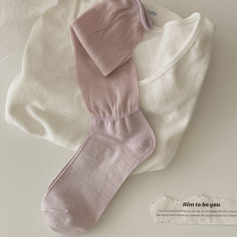 

Ballet-Style Miu Series Layered Women s Mid-Calf Socks - Summer Thin White Bubble Gauze Japanese Long Socks One Size (Free Shipping on Multiple Purchases) фіолетовий