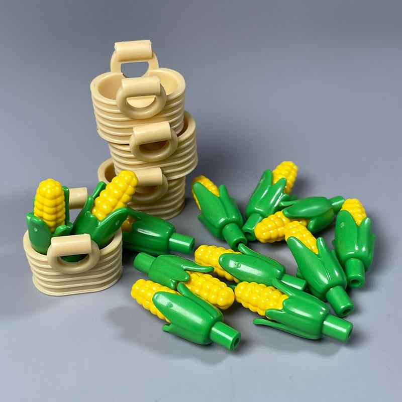 MOC City Scene Building Blocks Food Accessories Vegetable Fruit Shopping Cart Wine Bottle Toy