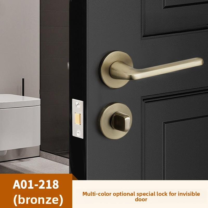 Stainless Steel Bathroom Keyless Door Lock Household Wooden Door Handle Lock Indoor Black Red and Green Indicator Door Handle
