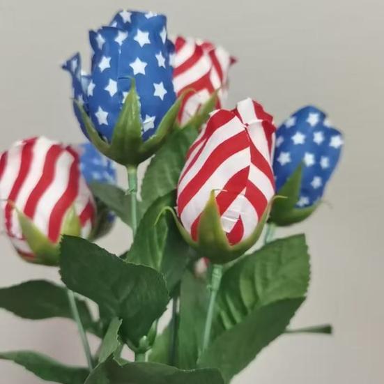 Independence Day Artificial Flower Arrangement for Memorial Day Patriotic Table Centerpiece And July 4th Faux Floral