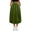Falda de Media Longitud con Bolsillo de Color de Moda para Mujer, Holgada, Estilo Flor de Capullo, Cintura Elástica de Calle