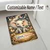 Elephant Theme Crystal Velvet Rug Personalized Custom Name Text Soft Floor Mat Home Decor