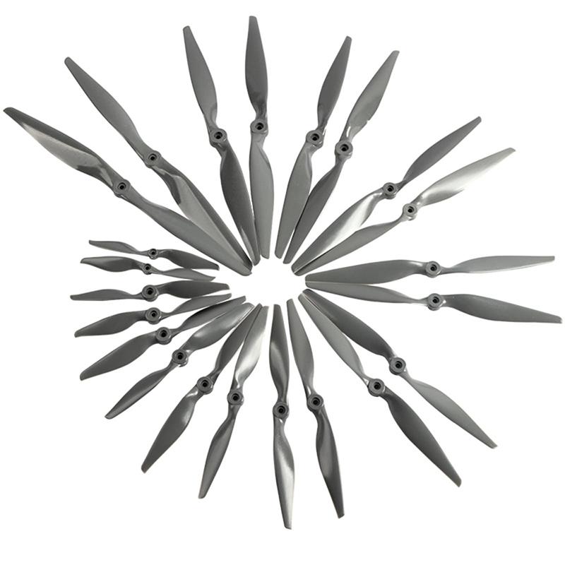 Cw Ccw Rc Propellers7X5 8X6 9X6 10X7Inch Gray 2-Vane Direct Drive Nylon Propeller With Adapter Rings For Rc Airplan Drone Glider