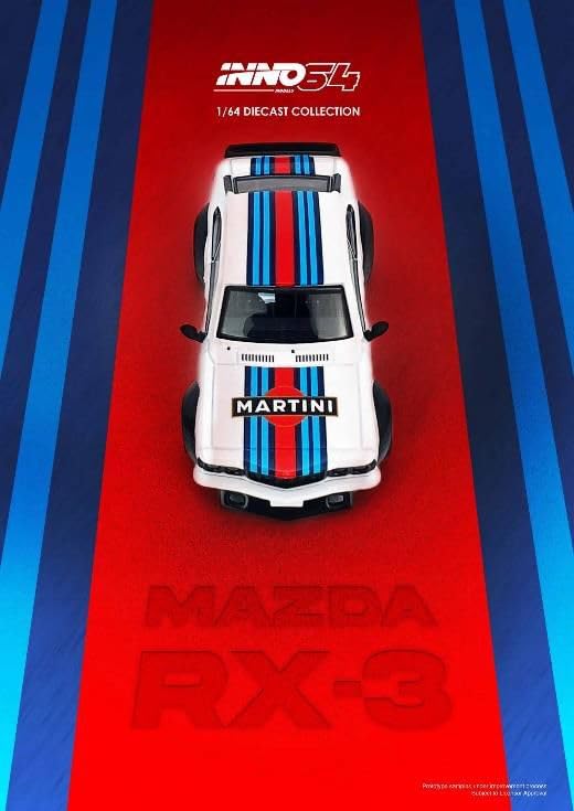 Inno Models 1/64 Scale Mazda SAVANNA RX3 MARTINI Finished Product RX3-MTN