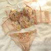 Nova renda camisola ultra fina roupa interior sexy renda bordado push up sutiã conjunto feminino flores românticas corpo shaper topos e calcinha