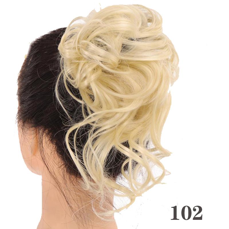Synthetic Hair Chignons Messy Scrunchies Elastic Band Hair Bun Straight Updo Hairpiece Hair Extension for Women