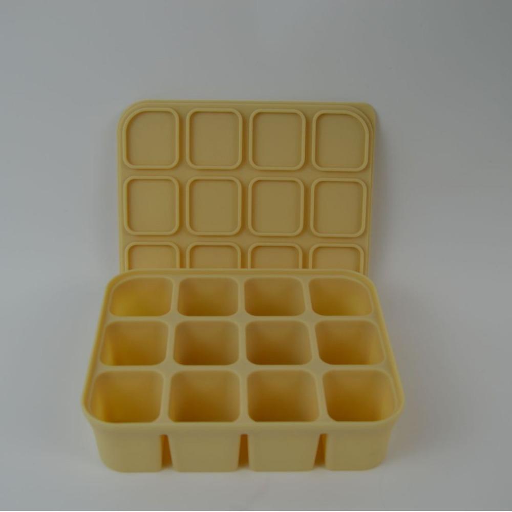 

12 ячеек Формы для льда с крышкой Силиконовые формы для приготовления льда Легкое извлечение Защита от проливания Контейнер для хранения продуктов в морозильной камере жёлтый