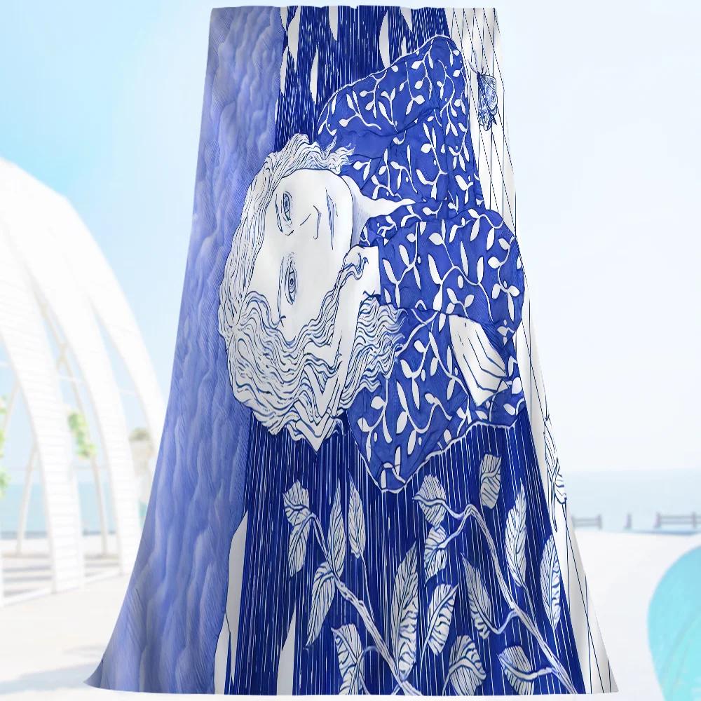 Abstract Line Face Microfiber Beach Towel Absorbent Quick Dry Soft Yoga Swimming Resort Mountain Climbing Towel