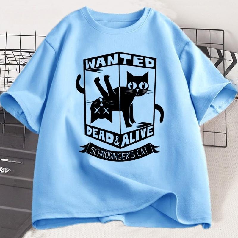 Funny Black Cat Tshirts Cotton Causal Loose Tshirt Printed Round Neck Short Sleeve Cat Lover T Shirt Harajuku Streetwear Tops