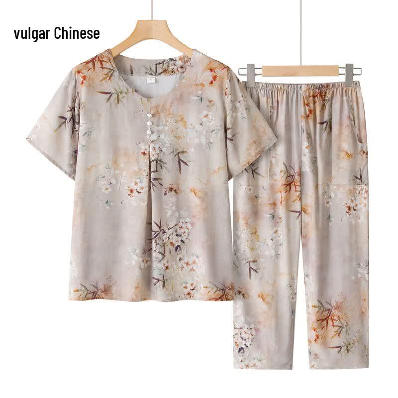 Elegant Floral Two-Piece Summer Set for Women 4XL