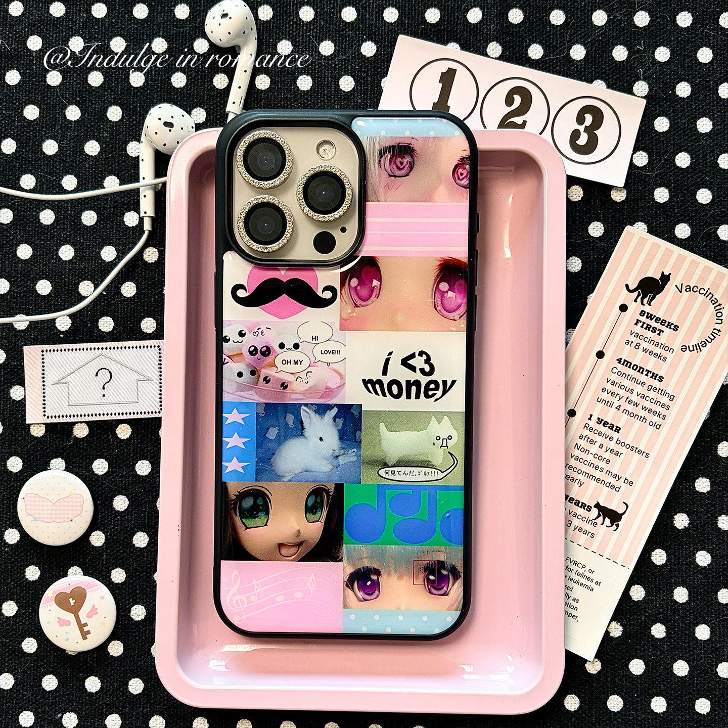 

Lovely Spliced Music Notes Anime Girl Phone Case For iPhone 17 Air 16 Pro Max 15 14 Plus 13 12 11 Shockproof Silicone Back Cover iPhone 16 Pro Max