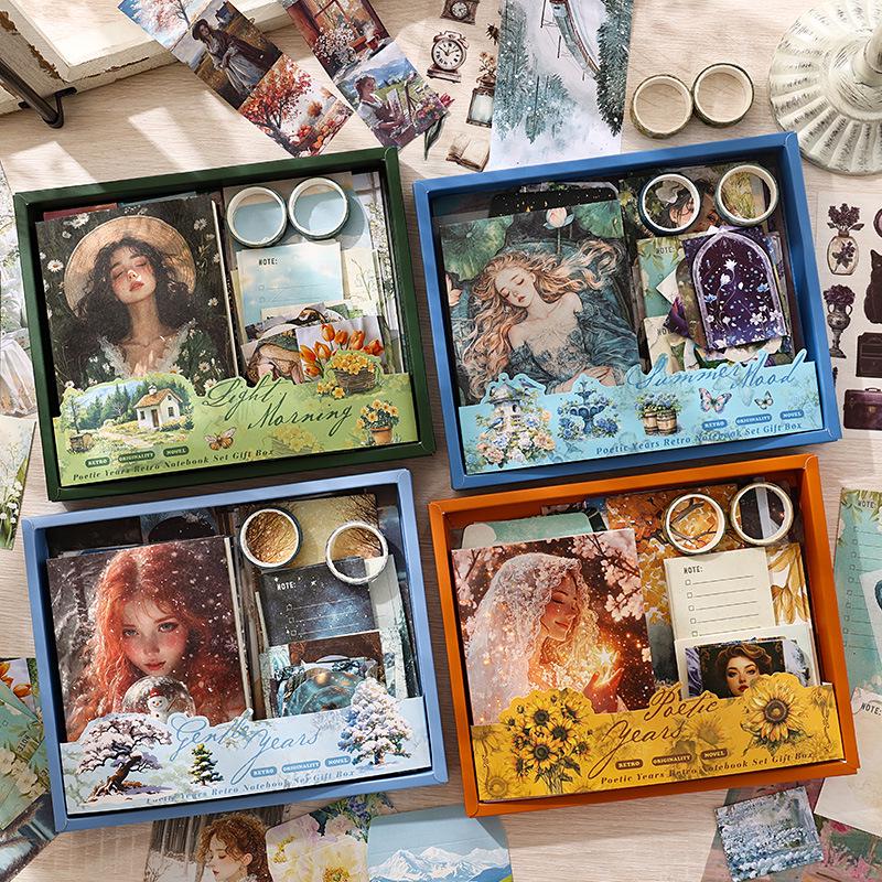 Retro DIY Scrapbook Gift Set: Journal & Stationery Supplies Box