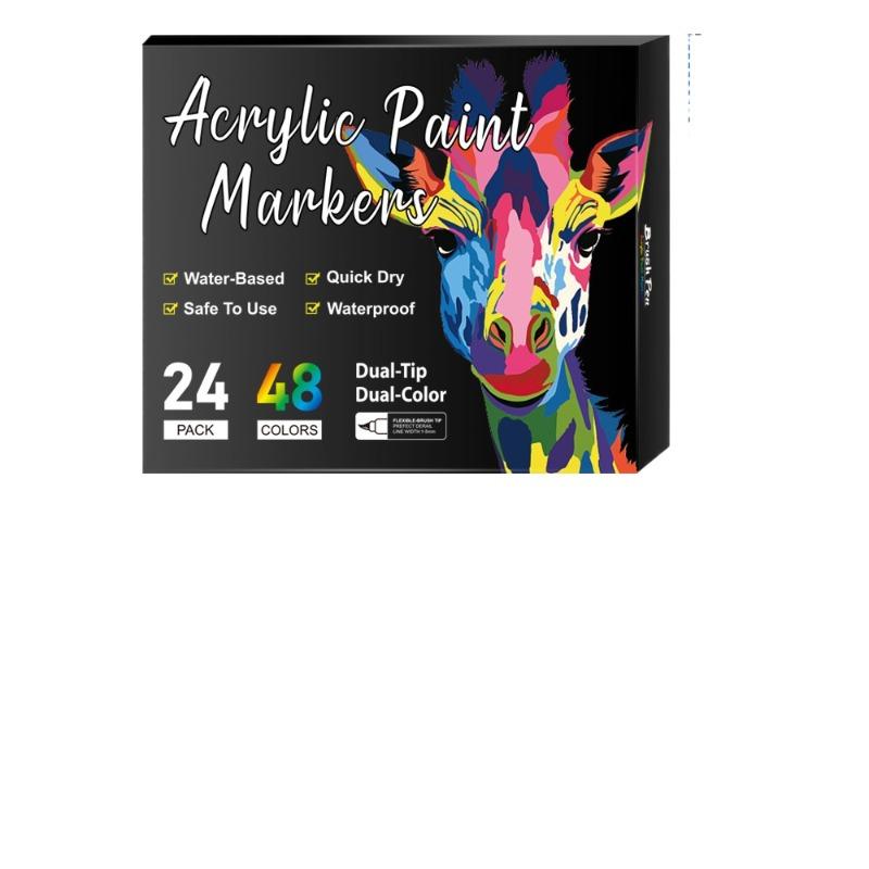 Double-Ended Dual-Color Acrylic Marker Pens Soft Brush Tip Art Markers for Kids Drawing Painting Coloring Sketching Doodling