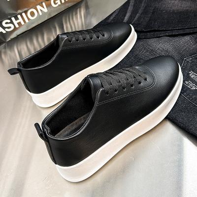 Męskie Casualowe Sportowe Cztery Pory Roku Buty do Skateboardingu Lekkie Oddychające Siateczkowa Podszewka Wkładka PU Małe Czarne Leniwe Studenckie Sznurowane